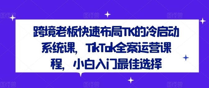 跨境老板快速布局TK的冷启动系统课，TikTok全案运营课程，小白入门最佳选择,跨境老板快速布局TK的冷启动系统课，TikTok全案运营课程，小白入门最佳选择,流量,运营,布局,第1张