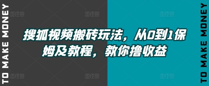 搜狐视频搬砖玩法，从0到1保姆及教程，教你撸收益,搜狐视频搬砖玩法，从0到1保姆及教程，教你撸收益,视频,项目,教程,第1张