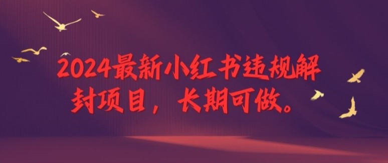 2024最新小红书违规解封项目，长期可做，一个可以做到退休的项目【揭秘】,2024最新小红书违规解封项目，长期可做，一个可以做到退休的项目【揭秘】,项目,小红,第1张