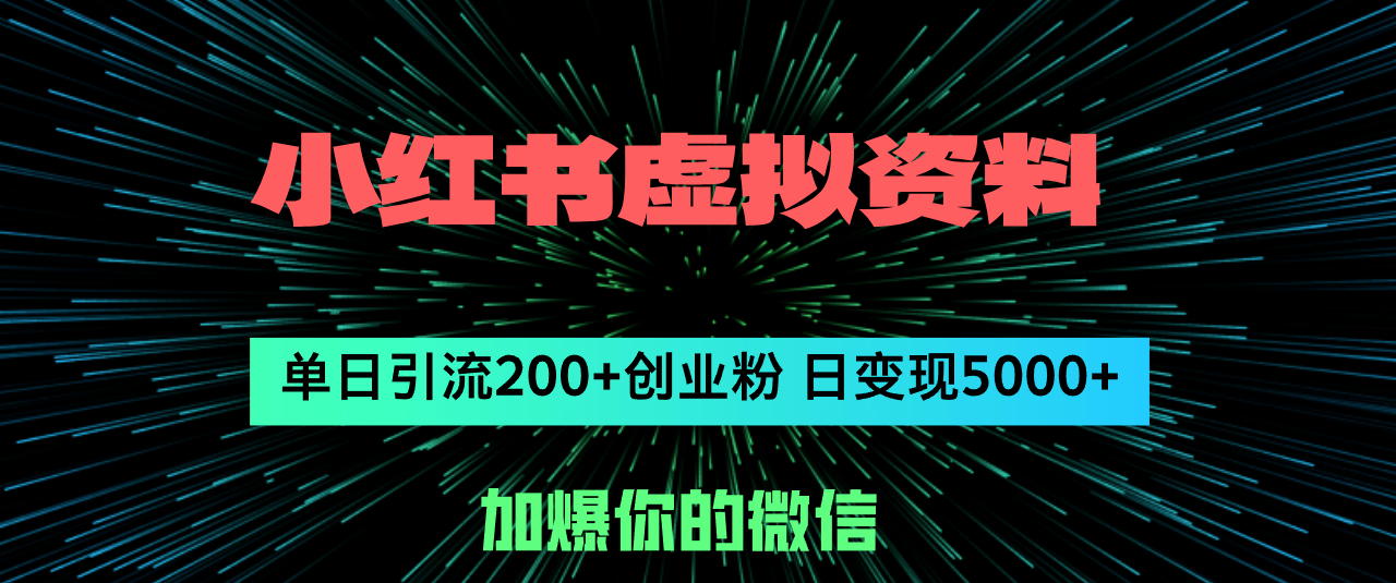 （12164期）小红书虚拟资料日引流200+创业粉，单日变现5000+,（12164期）小红书虚拟资料日引流200+创业粉，单日变现5000+,创业,内容,小红,第1张