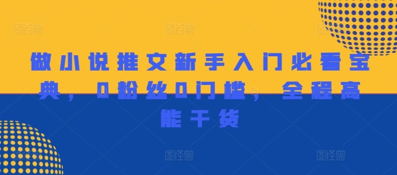 做小说推文新手入门必看宝典，0粉丝0门槛，全程高能干货,做小说推文新手入门必看宝典，0粉丝0门槛，全程高能干货,小说,视频,第1张