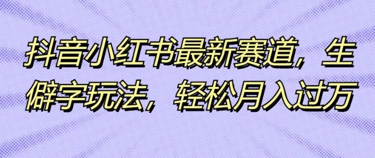 抖音小红书最新赛道，生僻字玩法，轻松月入过万,抖音小红书最新赛道，生僻字玩法，轻松月入过万,AI,项目,第1张