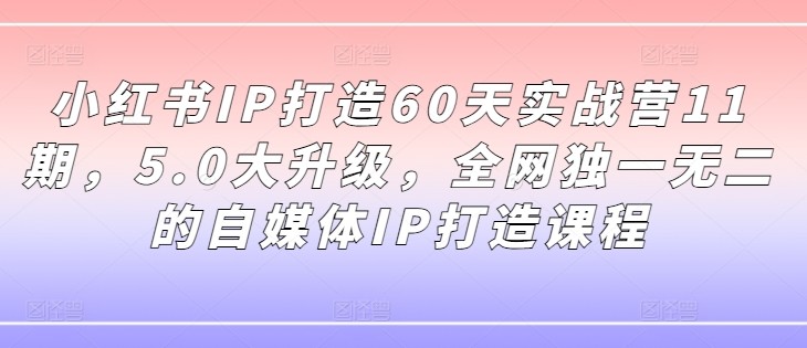 小红书IP打造60天实战营11期，5.0大升级，全网独一无二的自媒体IP打造课程,小红书IP打造60天实战营11期，5.0大升级，全网独一无二的自媒体IP打造课程,直播,实战,第1张