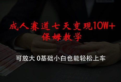 成人赛道七天变现10W+保姆教学，可放大，0基础小白也能轻松上车【揭秘】,成人赛道七天变现10W+保姆教学，可放大，0基础小白也能轻松上车【揭秘】,项目,变现,暴力,第1张