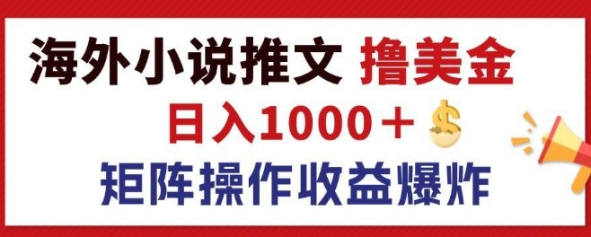 最新海外小说推文撸美金，日入1k+ 蓝海市场，矩阵放大收益爆炸,最新海外小说推文撸美金，日入1k+ 蓝海市场，矩阵放大收益爆炸,小说,项目,第1张