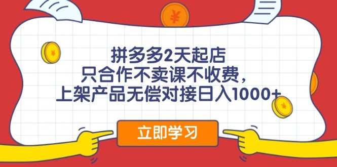 （12356期）拼多多0成本开店，只合作不卖课不收费，0成本尝试，日赚千元+,（12356期）拼多多0成本开店，只合作不卖课不收费，0成本尝试，日赚千元+,成本,运营,第1张