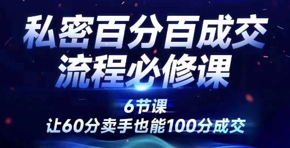 私密百分百成交流程线上训练营，绝对成交，让60分卖手也能100分成交,私密百分百成交流程线上训练营，绝对成交，让60分卖手也能100分成交,私密,成交,百分,第1张