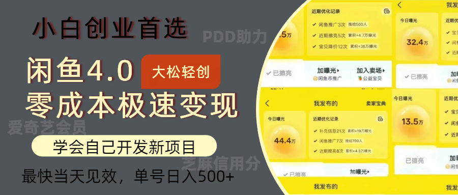 （12434期）闲鱼0成本极速变现项目，多种变现方式 单号日入500+最新玩法