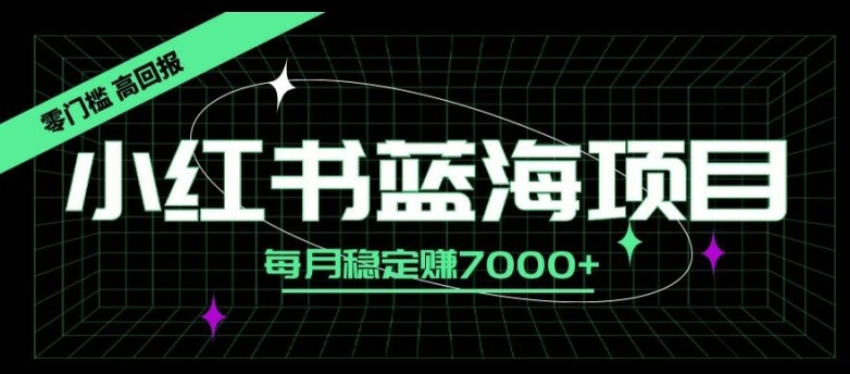 小红书蓝海项目，零门槛、高回报，每月稳定赚7000+,小红书蓝海项目，零门槛、高回报，每月稳定赚7000+,项目,小红,测试,第1张