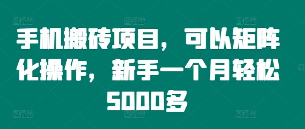 手机搬砖项目，可以矩阵化操作，新手一个月轻松5000多,手机搬砖项目，可以矩阵化操作，新手一个月轻松5000多,项目,操作,简单,第1张