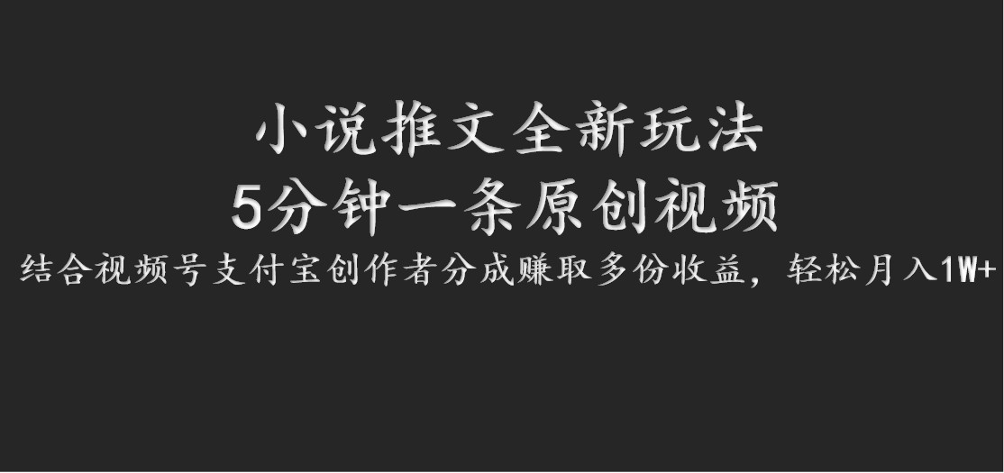 小说推文全新玩法，5分钟一条原创视频，结合视频号支付宝创作者分成赚取多份收益,小说推文全新玩法，5分钟一条原创视频，结合视频号支付宝创作者分成赚取多份收益,小说,玩法,聊天,第1张