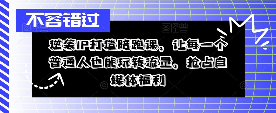 逆袭IP打造陪跑课，让每一个普通人也能玩转流量，抢占自媒体福利,逆袭IP打造陪跑课，让每一个普通人也能玩转流量，抢占自媒体福利,拍摄,直播,基础,第1张