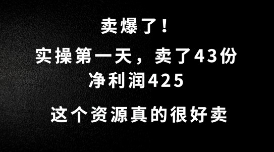 这个资源，需求很大，实操第一天卖了43份，净利润425【揭秘】,这个资源，需求很大，实操第一天卖了43份，净利润425【揭秘】,项目,实操,这个,第1张