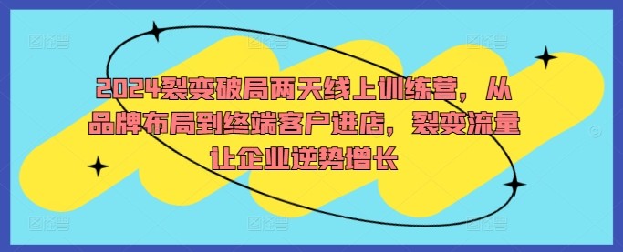 2024裂变破局两天线上训练营，从品牌布局到终端客户进店，裂变流量让企业逆势增长,2024裂变破局两天线上训练营，从品牌布局到终端客户进店，裂变流量让企业逆势增长,裂变,方案,品牌,第1张