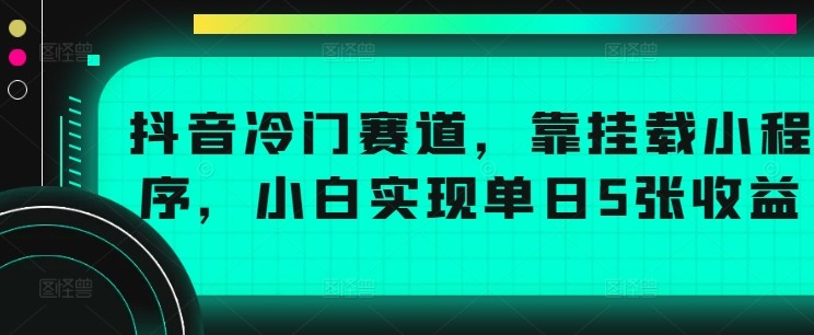 抖音冷门赛道，靠挂载小程序，小白实现单日5张收益,抖音冷门赛道，靠挂载小程序，小白实现单日5张收益,抖音,实现,冷门,第1张