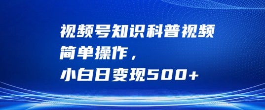 视频号知识科普视频，简单操作，小白日变现500+【揭秘】,视频号知识科普视频，简单操作，小白日变现500+【揭秘】,视频,项目,知识,第1张