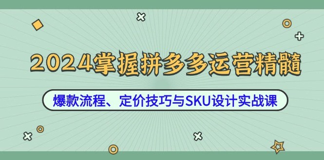 （12703期）2024掌握拼多多运营精髓：爆款流程、定价技巧与SKU设计实战课,（12703期）2024掌握拼多多运营精髓：爆款流程、定价技巧与SKU设计实战课,.mp4,玩法,多多,第1张