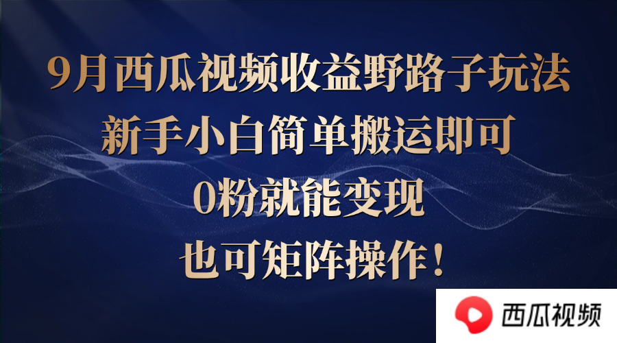 （12760期）西瓜视频收益野路子玩法，新手小白简单搬运即可，0粉就能变现，也可矩&amp;#8230;,（12760期）西瓜视频收益野路子玩法，新手小白简单搬运即可，0粉就能变现，也可矩…,视频,作品,第1张