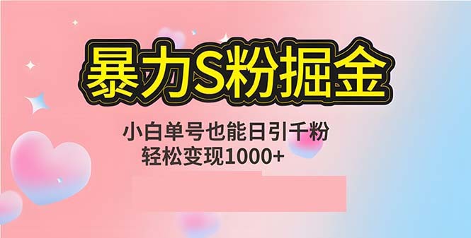 （12778期）单人单机日引千粉，变现1000+，S粉流量掘金计划攻略,（12778期）单人单机日引千粉，变现1000+，S粉流量掘金计划攻略,项目,变现,流量,第1张