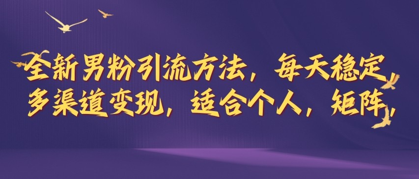 全新男粉引流方法，每天稳定加人，适合个人，矩阵，多渠道变现,全新男粉引流方法，每天稳定加人，适合个人，矩阵，多渠道变现,变现,项目,个人,第1张