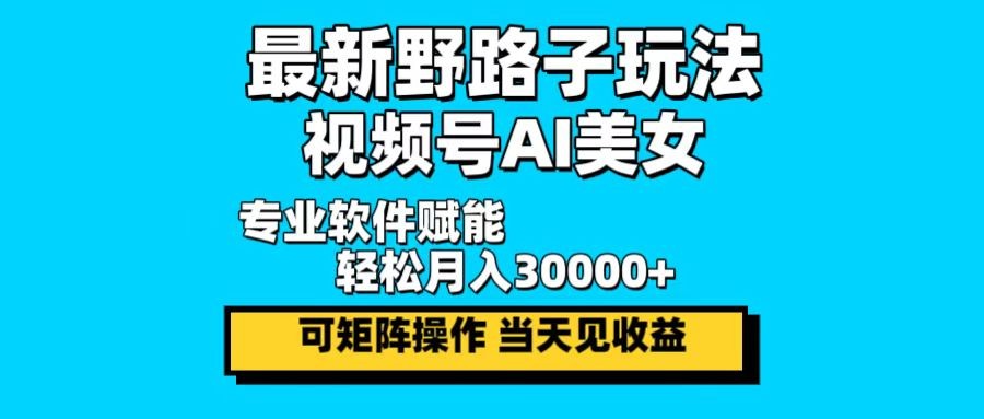 （12798期）最新野路子玩法，视频号AI美女，当天见收益，轻松月入30000＋,（12798期）最新野路子玩法，视频号AI美女，当天见收益，轻松月入30000＋,收益,视频,月入,第1张